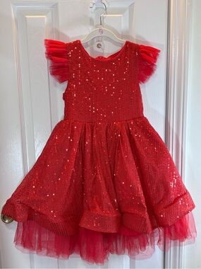 NWOT Alisa & Leo Girls Red Sequin Tulle Party Holiday Dress Size 8/10 Youth